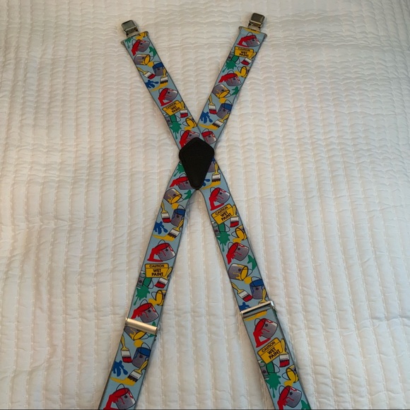 Men’s Suspenders Caution Wet Paint Pattern Made In USA - Picture 6 of 8
